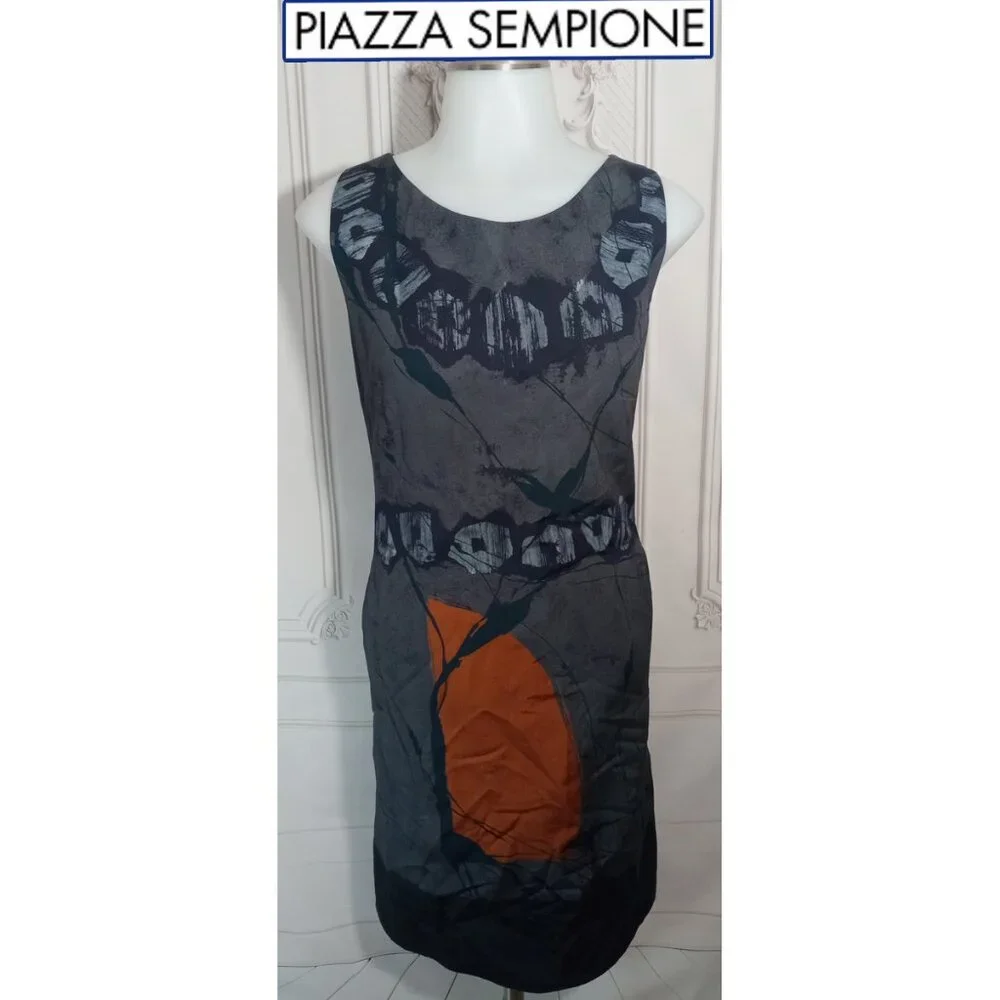 ❌ SOLD ❌ Piazza Sempione Italy Navy Midi Shift Dress Pockets Lined - Picture 1 of 7